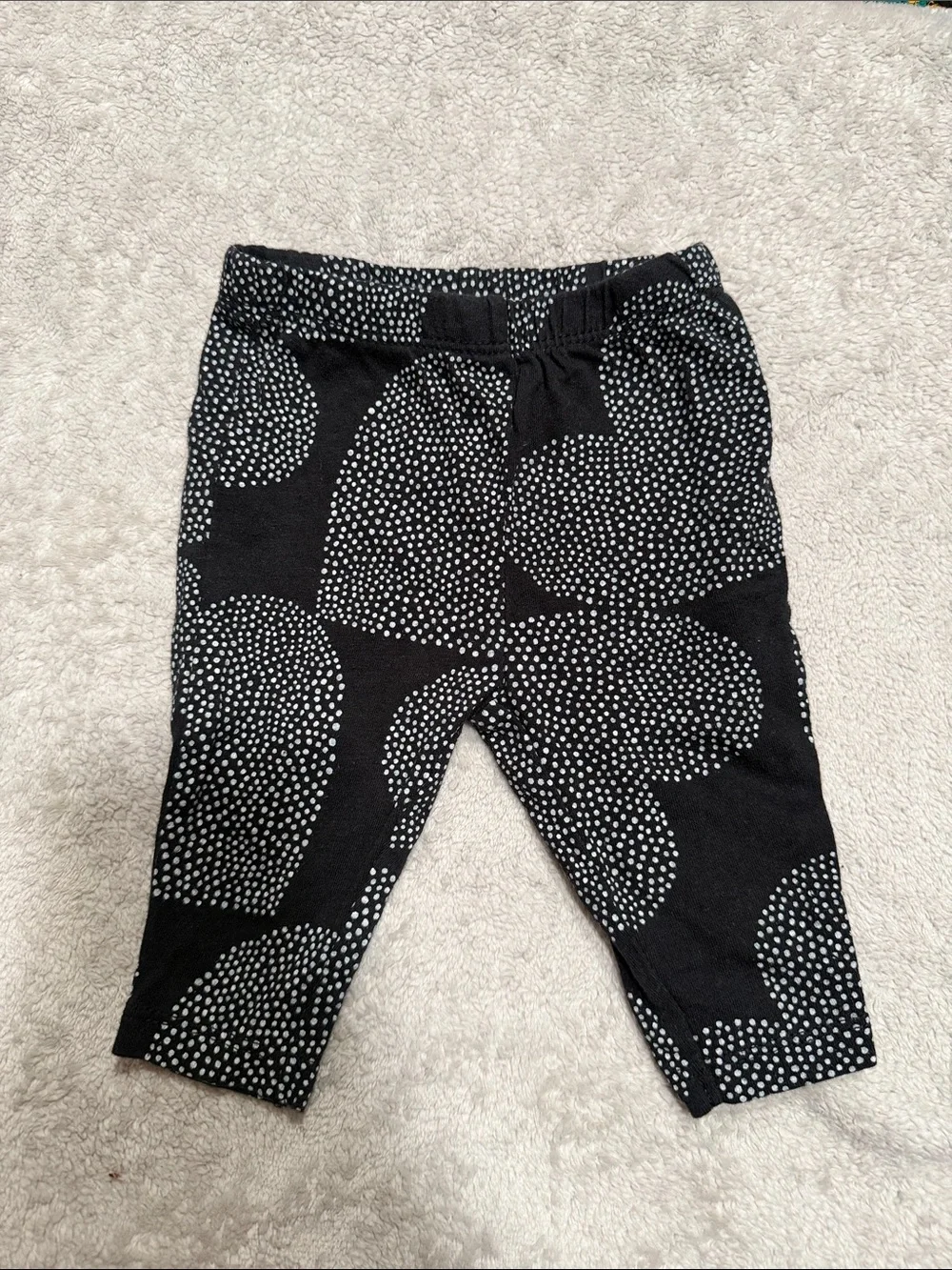 Carter's Black Leggings with White Dot Heart Pattern
